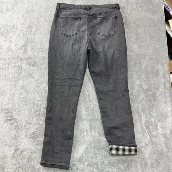 Eddie Bauer Jeans Womens 10 Boyfriend Mid Rise Slim Flannel Lined Gray - Picture 5 of 9